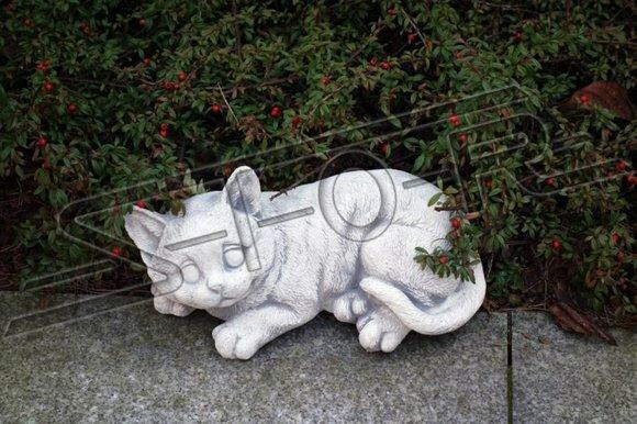 Garten Dekoration Katze Terrasse Stein Figuren Figur Deko Statue Skulptur