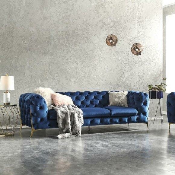 Chesterfield Samt Couch Sofa Polster Sofagarnitur Garnituren XXL Big