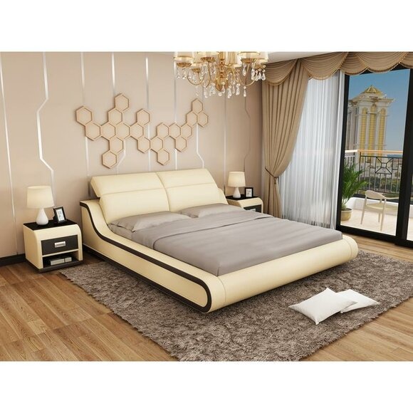 Bett Polster Design Luxus Doppel Hotel Betten 180x200cm Schlaf Zimmer Leder Neu