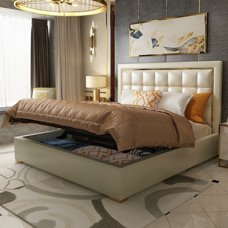 Bett Polster Design Luxus Doppel Betten Grau Schlaf 180x200cm Zimmer Leder Hotel