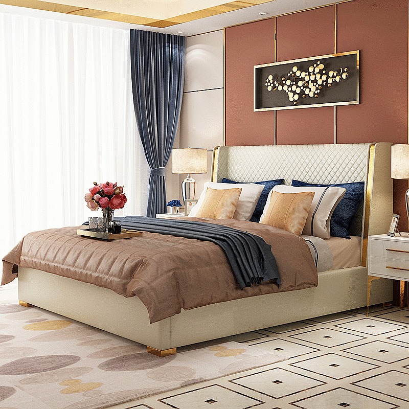 Designer Polsterbett Bett Stoff Betten Holz Luxus Ehebett 180x200cm Doppelbett