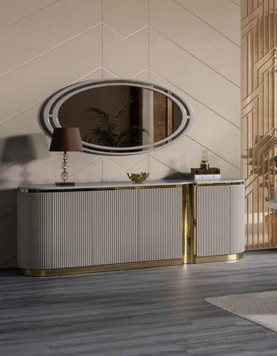 Ovales Sideboard xxl 220cm Kommode Schrank Kommoden Gold verziert Neu Sofort
