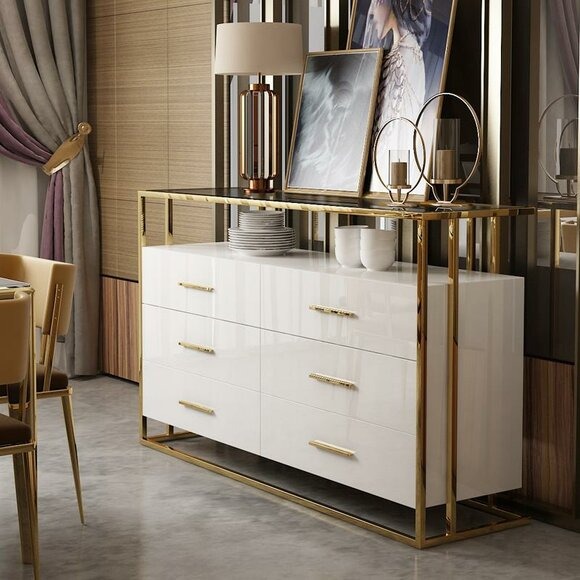 Anrichte Vitrine Schrank Kommode Modern Stil Wohnzimmer Kollektion Vitrinen Neu