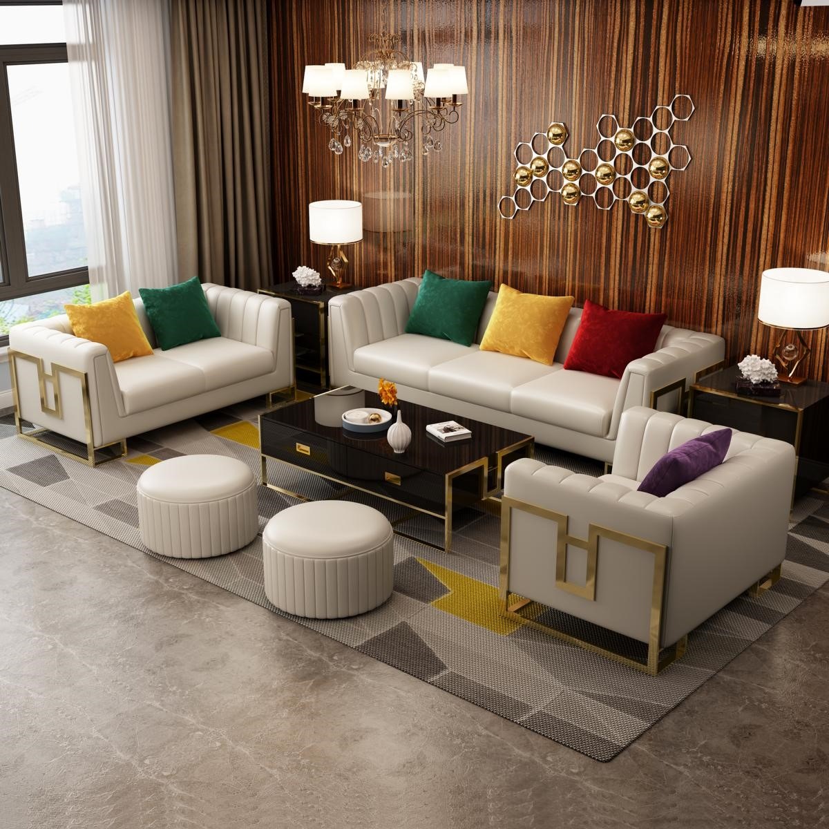 Ledersofa Couch Sofagarnituren 3+2+1 Sitzer Garnitur Design Modern Sofa 3tlg. !