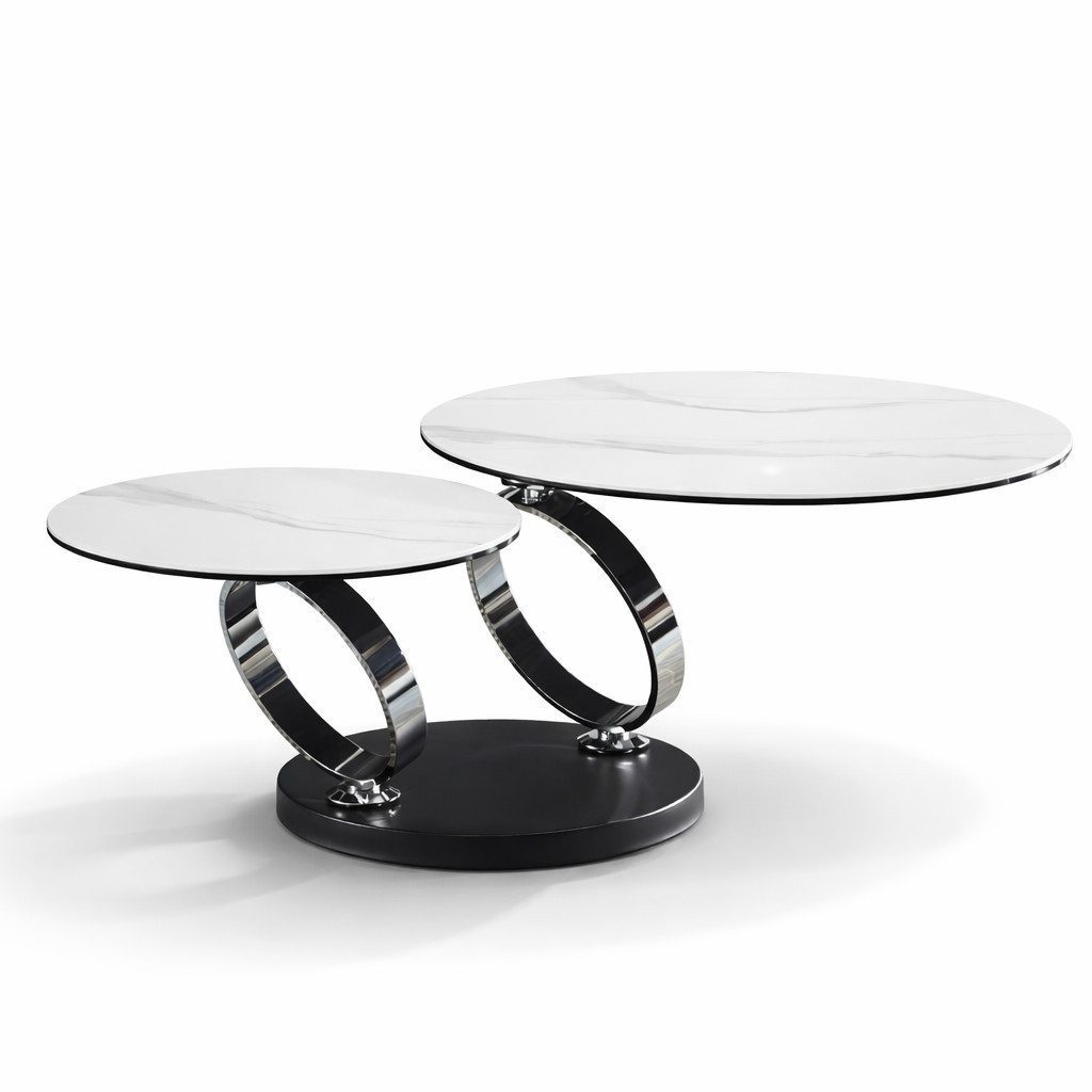 Moderner Couchtisch mit Marmoroptik und Chromgestell Sofort