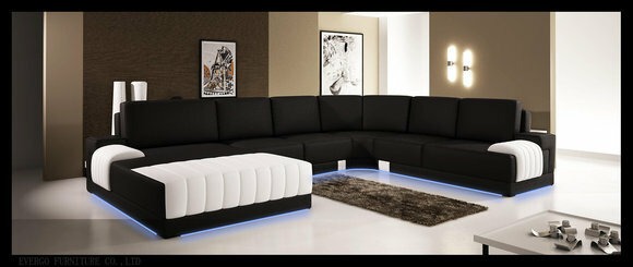 Polster Ledersofa Sofa Couch Polster Eck Sitz Garnitur U Form XXL Big Sofas