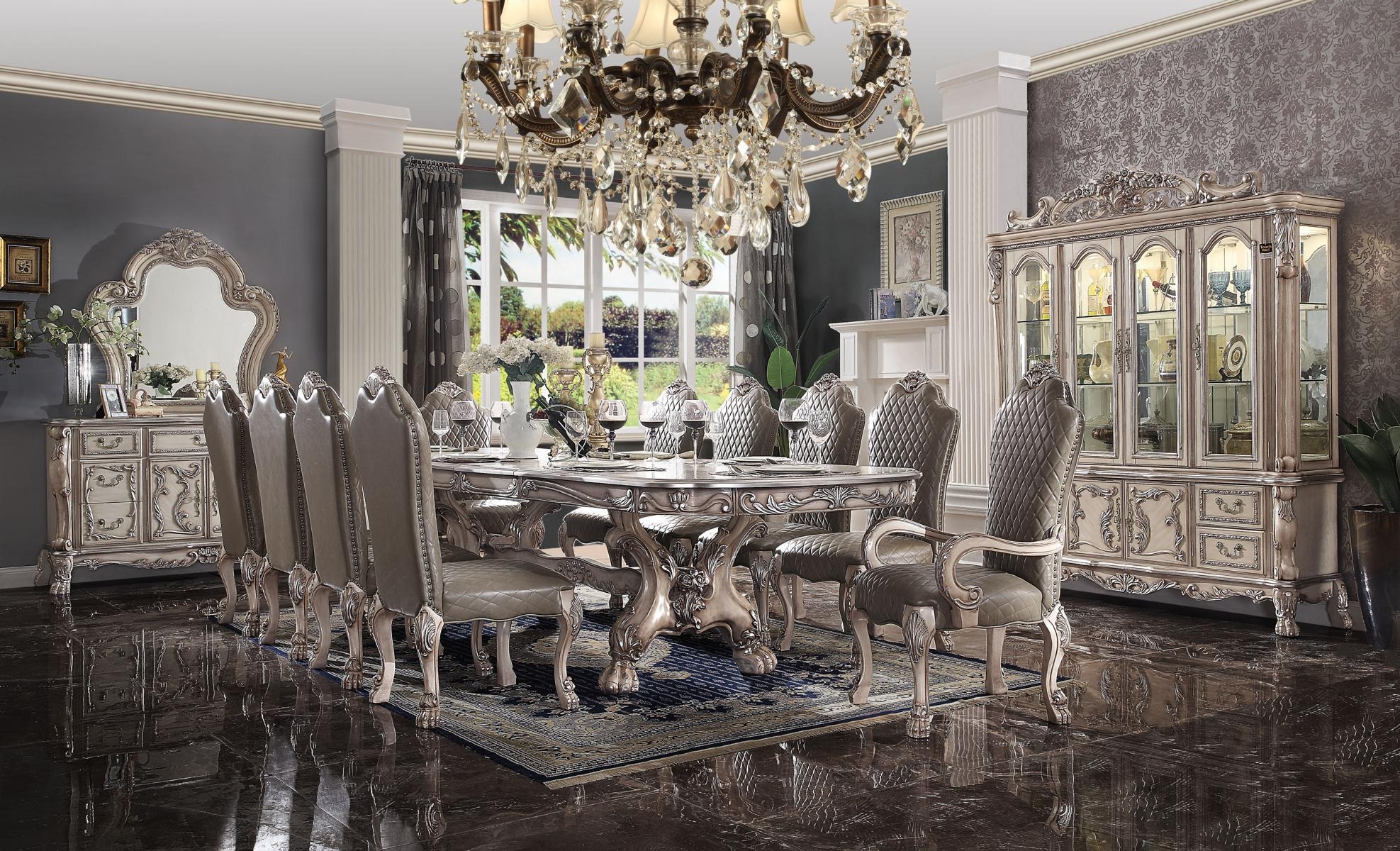 Esszimmer Komplette Garnitur Tisch Anrichte 10x Stuhl Set Vitrine Barock 14tlg.
