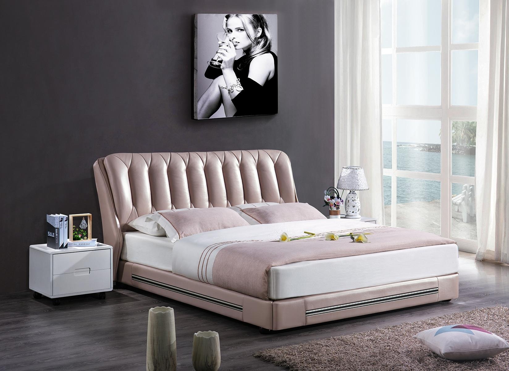 Klassischer Englischer Stil Bett Doppel Textil Moderne Betten 180x200cm Altrosa