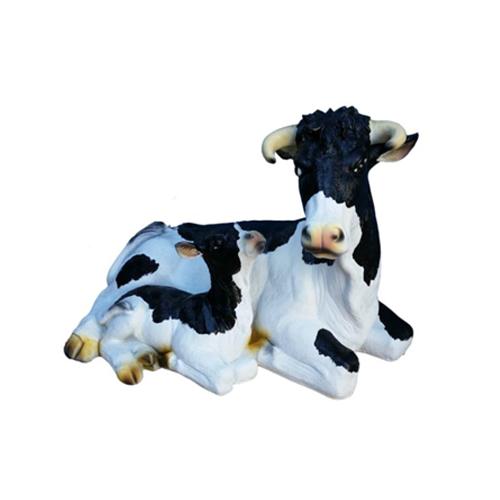 Moderne Figur Kuh Rind Kunststoff Skulptur Statuen Figuren Dekoration Kalb 60cm