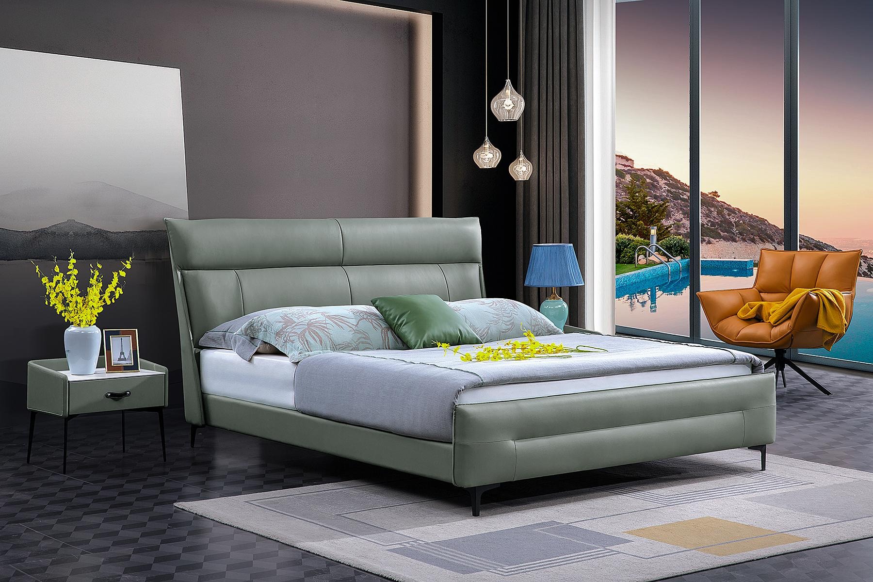 Luxus Bett Textil 2x Nachttisch 3tlg. Schlafzimmer Set Möbel Bettgestell