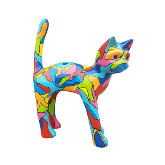 Abstrakte Figur Statue Design Skulptur Deko Bunte Katze Statuen 108cm