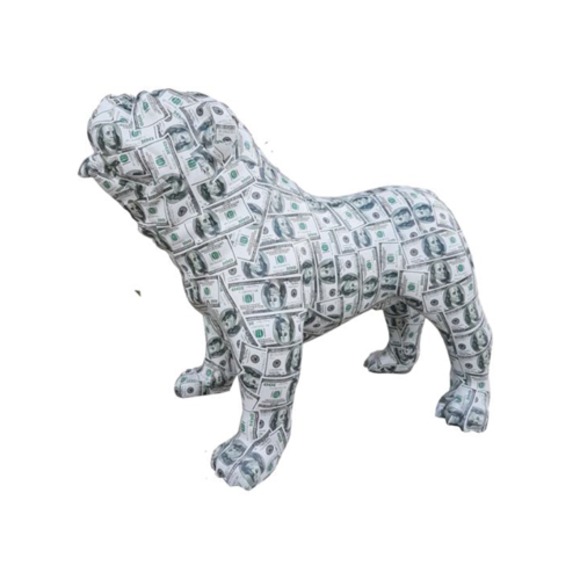 US Dollar Figur Statue Hund Skulptur Deko Garten Design 74x90cm Neu