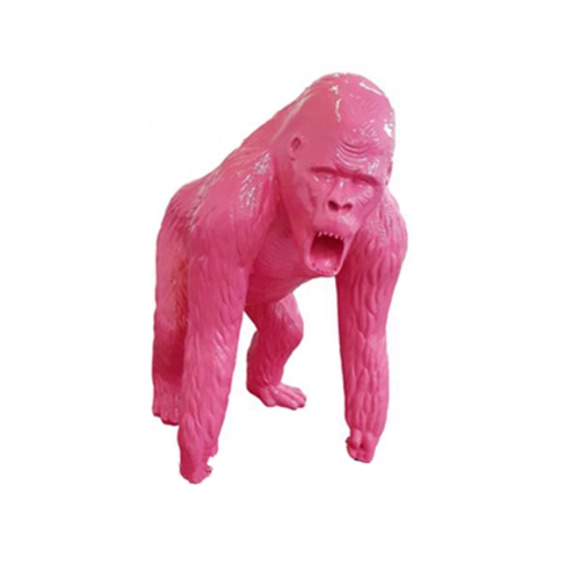 Abstrakte Pinke Figur Statue Gorilla Skulptur Deko Garten Design 130cm