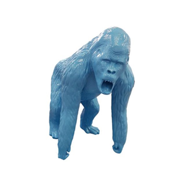 Abstrakte Blaue Figur Statue Gorilla Skulptur Deko Garten Design 130cm