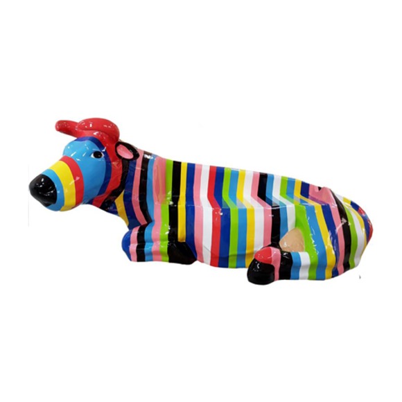 Bunt Bemalte Figur Statue Rind Skulptur Deko Garten Design Statuen