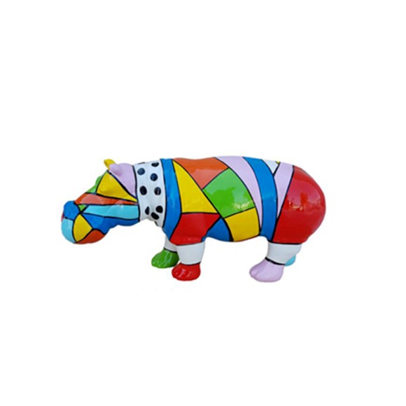 Modern Skulptur Nilpferd aus Kunststoff Dekorative Figur Garten 32x72cm