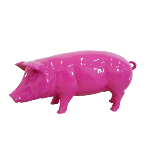 Modern Skulptur Schwein Wurst Kunststoff Dekorative Figur Garten 40x80cm