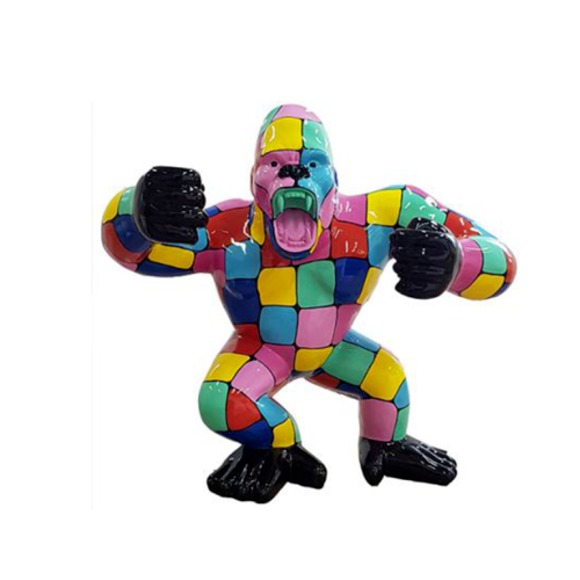 Modern Skulptur Gorilla aus Kunststoff Dekorative Figur Garten 70x80cm