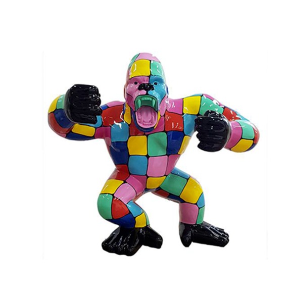 Modern Skulptur Gorilla aus Kunststoff Dekorative Figur Garten 120x40cm