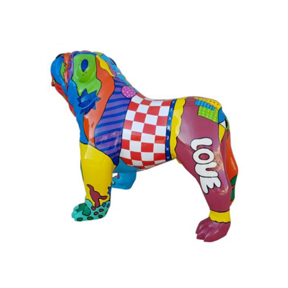Design Dekoration Figur Hund aus Kunststoff Garten Skulptur Statuen 72x90 cm