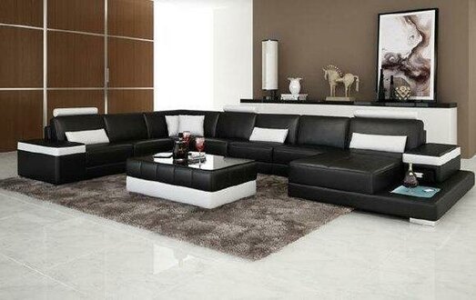 Wohnlandschaft Polster Ecke Eck Sofa Couch Garnitur Landschaft Leder