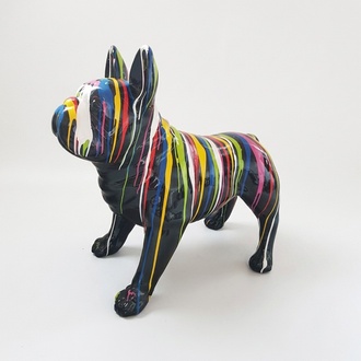 Abstrakte Figur Kunst Hund Skulptur Deko Design Statuen bunt Statue Garten