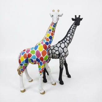 abstrakte Skulptur Giraffe Dekoration Figur Kunststoff Deko Statue 77cm