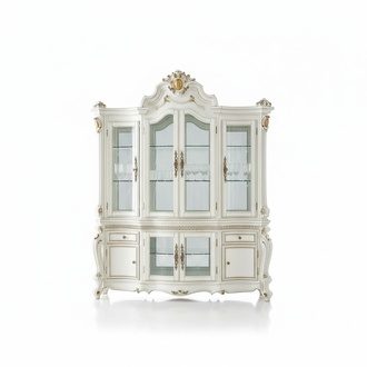 Anrichte Luxus Schaufenster Vitrine Glas Schrank Antik Stil Möbel Barock Rokoko