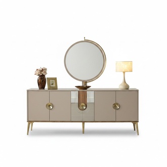 Anrichte Schrank Braun Hochglanz Möbel Holz Luxus Kommode Sideboard