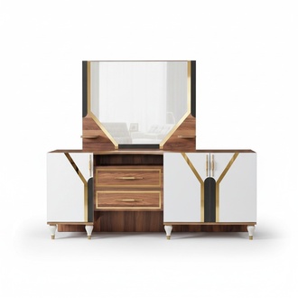 Anrichte Schrank Braun Hochglanz Möbel Holz Kommode Sideboard