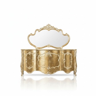 Anrichte Spiegel Luxus Gruppe Kommode Garnitur Kommoden Schrank Gold