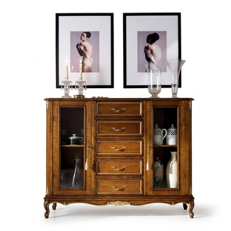 Anrichten Schrank Glas Vitrine Kommode Schränke Barock Stil Möbel Holz Sideboard