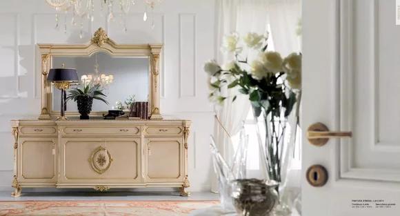 Garnitur Kommode Spiegel Konsolentisch Set Beige Schlafzimmer Schränke