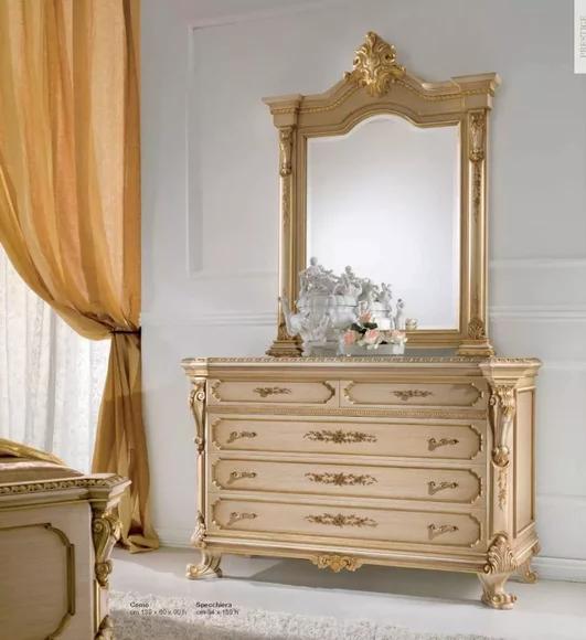 Gruppe Kommode Spiegel Sideboard Set Schränke Schlafzimmer Beige 2tlg