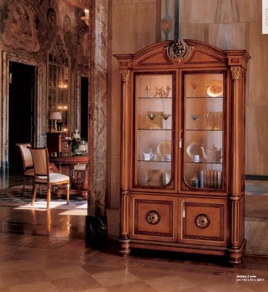 Vitrine Luxus Schränke Vitrinen Holz Braun Wohnzimmer Möbel Schrank