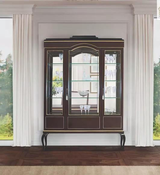 Vitrine Schränke Vitrinen Braun Luxus Schrank Holz Glas Wohnzimmer