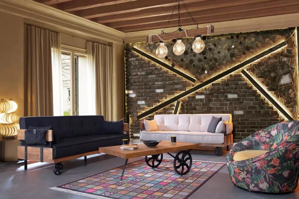 Luxus Sofa Couch Polster Möbel 3+3 Sitz Garnitur mit Couchtisch Loft