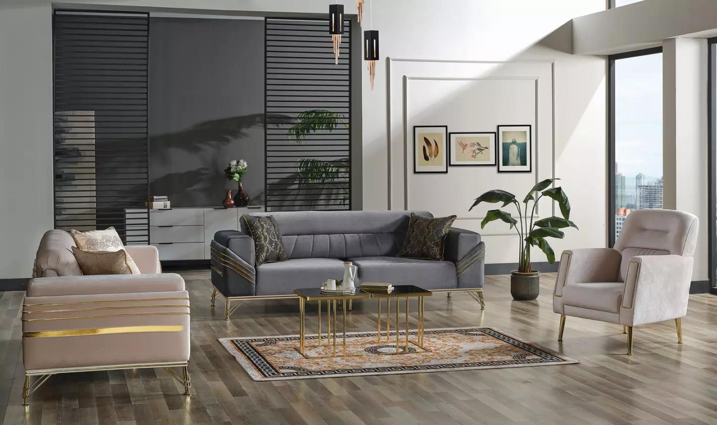 Exklusives Sofagarnitur set 3+3+1 3tlg 2x Sofa Sessel Luxuriöses set