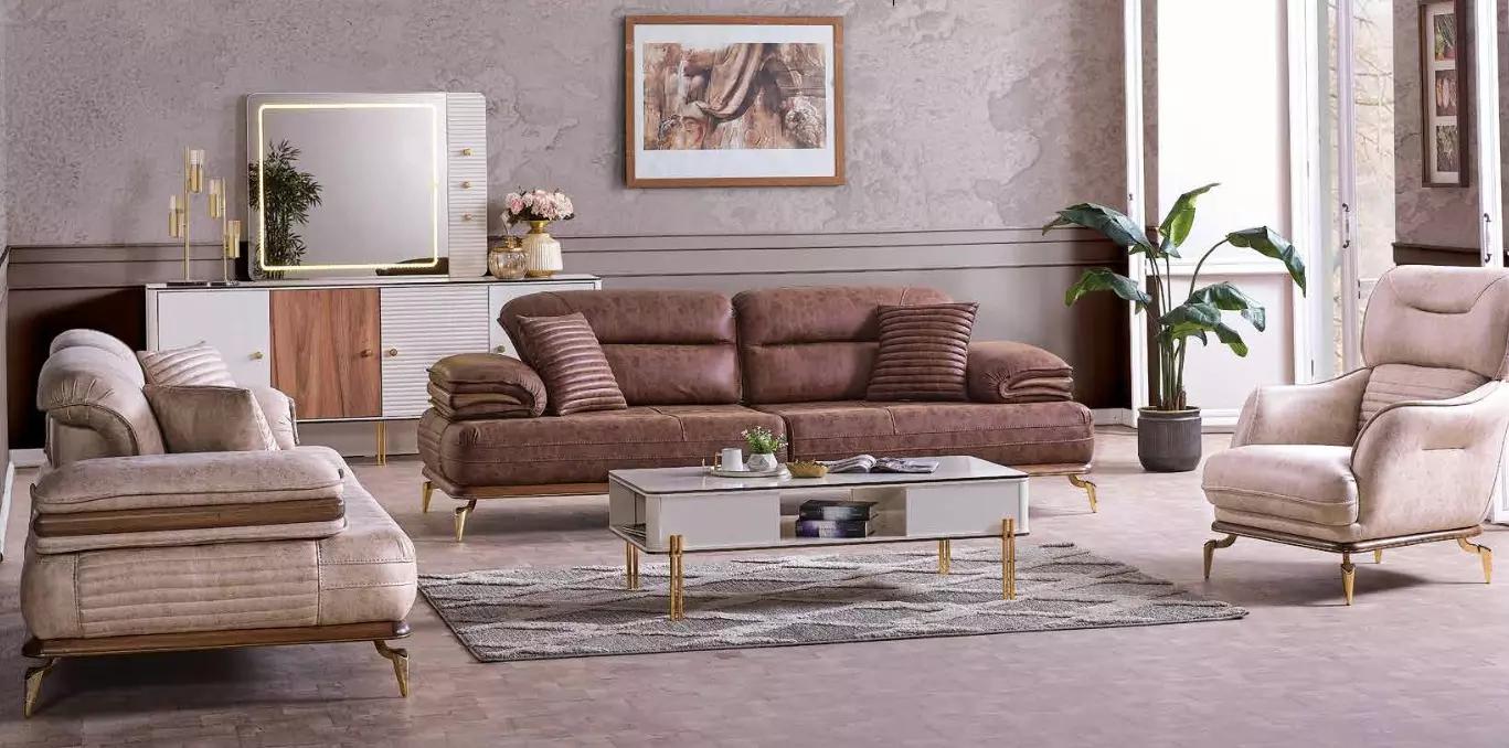 Möbel Wohnzimmer set 3+3+1 Sitzplätzen Sofagarnitur 2x Sofas Sessel