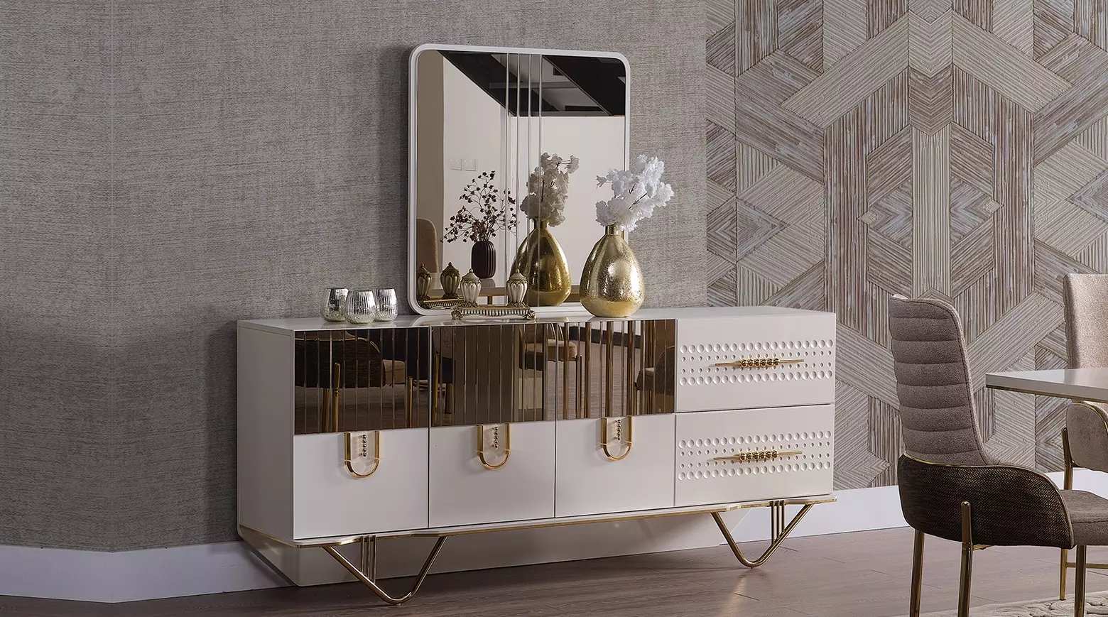 Anrichte Schrank Hochglanz Möbel Holz Luxus Kommode Sideboard