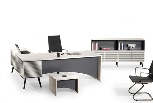 Arbeitstisch Eckbürotisch Komplette Büro Set 3tlg Holz Büromöbel Weiß