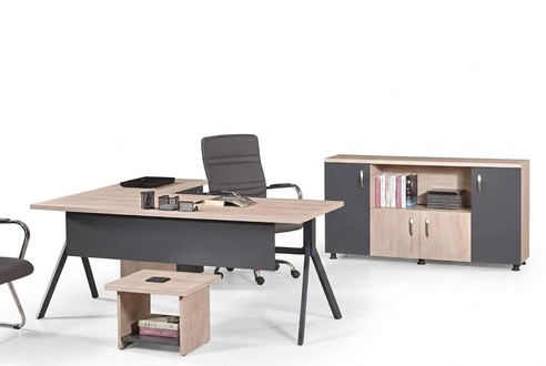 Arbeitstisch Komplettbüro Büromöbel Eckbürotisch 3tlg Holz Set Grau