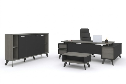 Arbeitszimmer Büro Möbel Schreibtisch Couchtisch Aktenschrank 3tlg Set