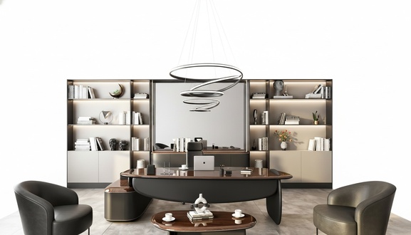 Arbeitszimmer-Set aus Holz in Braun modern stilvoll