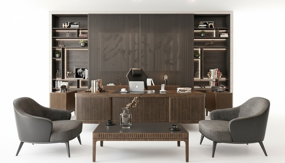 Arbeitszimmer-Set Braun aus Holz modern, stilvoll und funktional