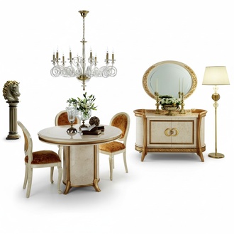 arredoclassic™ Luxus Klasse Möbel Esszimmer Rund Tisch Esstisch + 4 Stühle