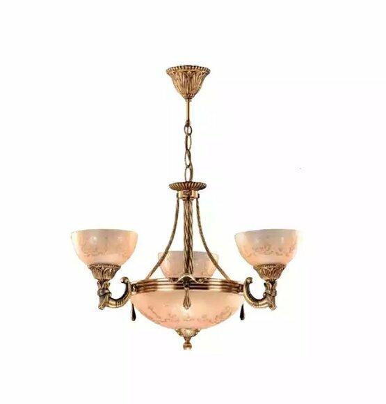 Deckenlampe Lüster Deckenleuchter Lampe Kronleuchter Glas Gold Beige