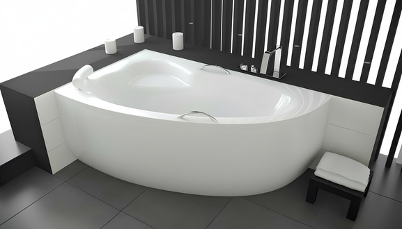 Badewanne XXL Eckwanne Eck 150*100 cm Acrylwanne Wanne Bad