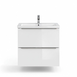 Badmöbel Set 60cm Waschbecken mit Unterschrank Waschtisch Schublade Hängeschrank