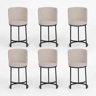 Barhocker 6x Barstuhl stilvoll Barmöbel Sitzhocker Design Stahlfüße neu
